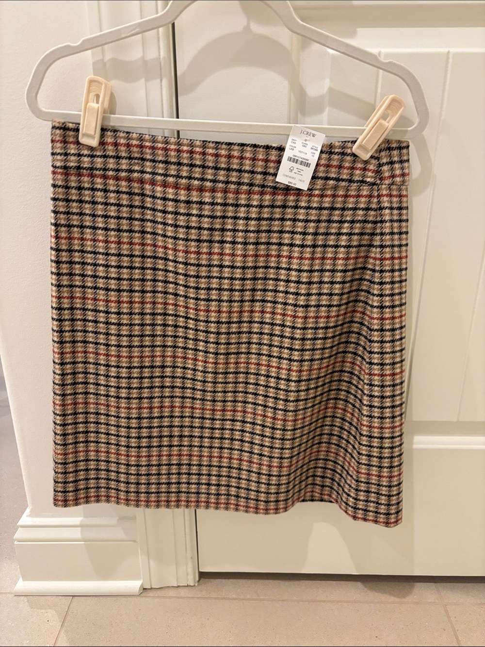 J. Crew Tan Black Red Plaid Mini Skirt
